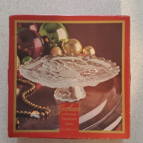 NIB Gorham Crystal Dessert Plate. North Pole Express. 8 1/2" - Picture 1 of 4